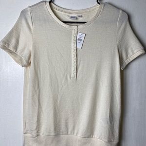 Gap Short Sleeve Cream Sweater XS NWT